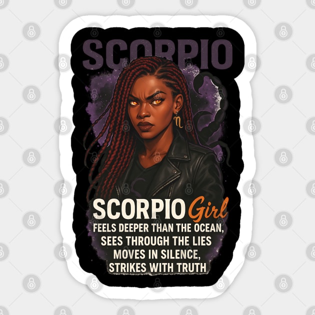 Scorpio Girl – Fierce Black Woman Sticker by UrbanLifeApparel
